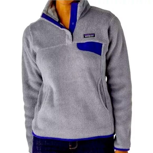Patagonia Re-Tool Snap-T Pullover Fleece Soft Jacket  Gray/Blue Women’s Small - Picture 2 of 10